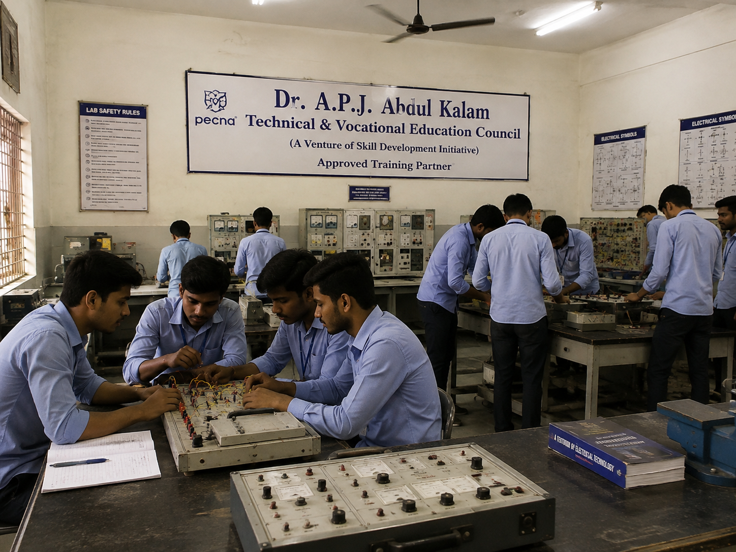 Dr.Apj kalam India students participating in an electrical laboratory activity